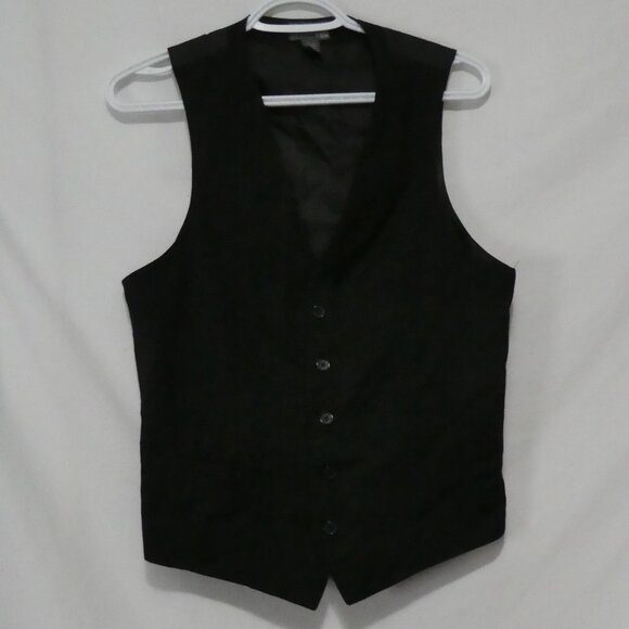 H&M | 36R | Black Button-Up Vest | Pockets | Back Belt Buckle - Picture 1 of 14
